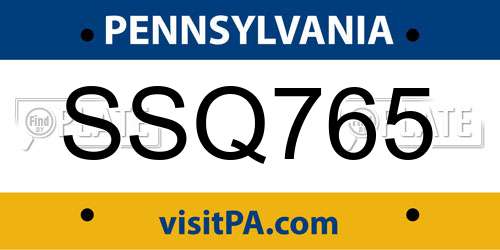 SSQ765 Pennsylvania License Plate