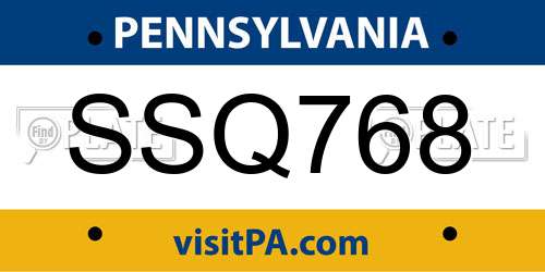 SSQ768 Pennsylvania License Plate