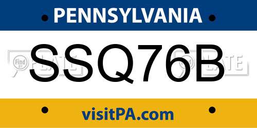 SSQ76B Pennsylvania License Plate