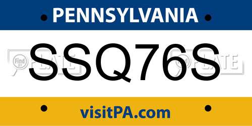 SSQ76S Pennsylvania License Plate