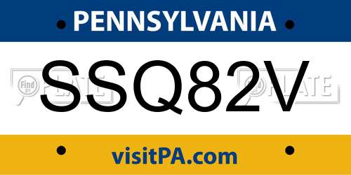 SSQ82V Pennsylvania License Plate