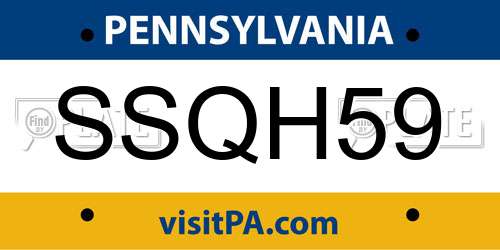 SSQH59 Pennsylvania License Plate