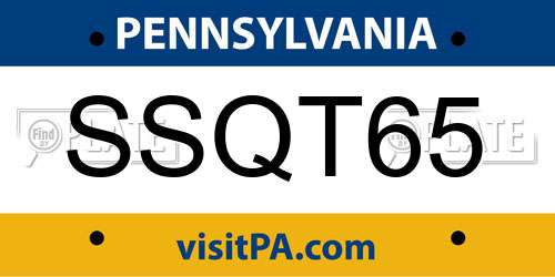SSQT65 Pennsylvania License Plate