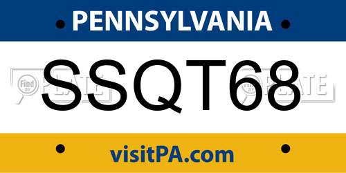 SSQT68 Pennsylvania License Plate