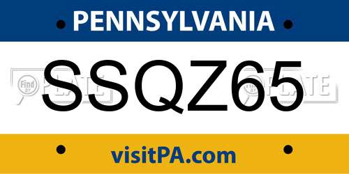 SSQZ65 Pennsylvania License Plate