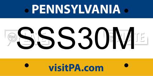 SSS30M Pennsylvania License Plate