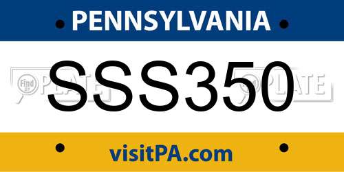 SSS350 Pennsylvania License Plate
