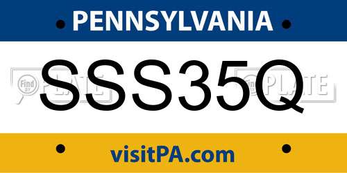 SSS35Q Pennsylvania License Plate