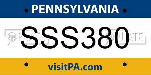 SSS380 Pennsylvania License Plate