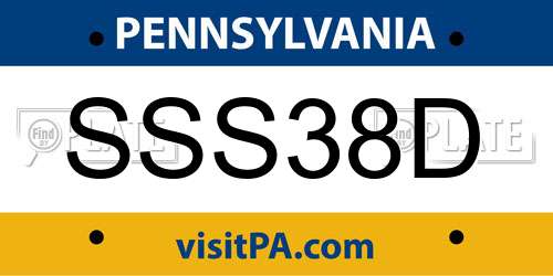 SSS38D Pennsylvania License Plate