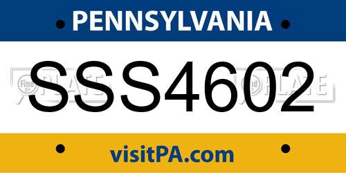 SSS4602 Pennsylvania License Plate