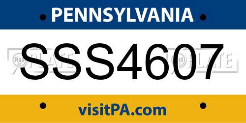 SSS4607 Pennsylvania License Plate