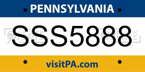 SSS5888 Pennsylvania License Plate