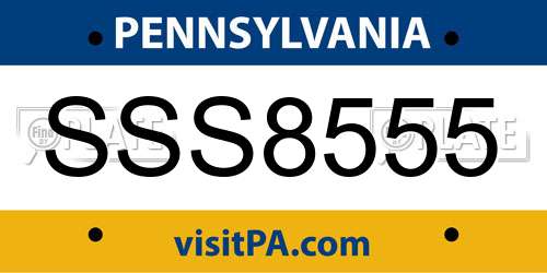 SSS8555 Pennsylvania License Plate