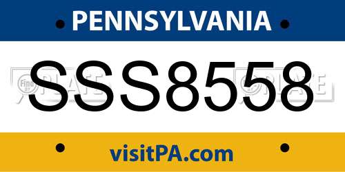 SSS8558 Pennsylvania License Plate