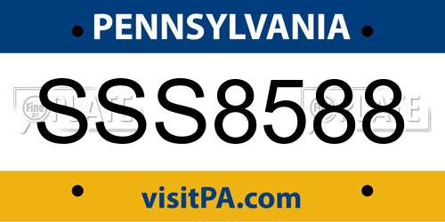 SSS8588 Pennsylvania License Plate