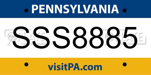 SSS8885 Pennsylvania License Plate