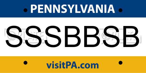 SSSBBSB Pennsylvania License Plate
