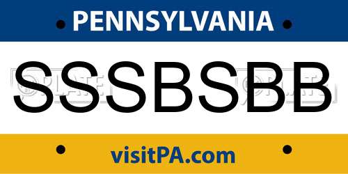 SSSBSBB Pennsylvania License Plate