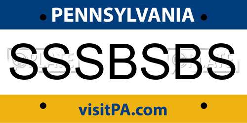 SSSBSBS Pennsylvania License Plate