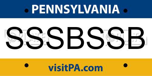 SSSBSSB Pennsylvania License Plate