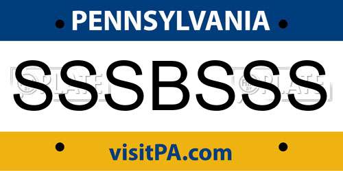 SSSBSSS Pennsylvania License Plate