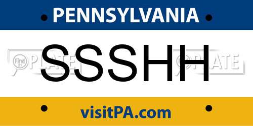 SSSHH Pennsylvania License Plate