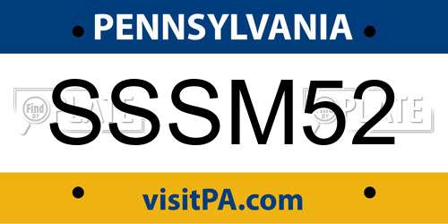 SSSM52 Pennsylvania License Plate