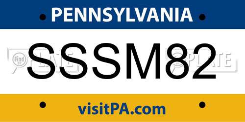 SSSM82 Pennsylvania License Plate