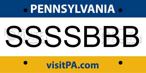 SSSSBBB Pennsylvania License Plate