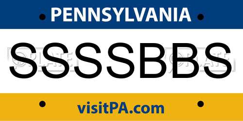 SSSSBBS Pennsylvania License Plate