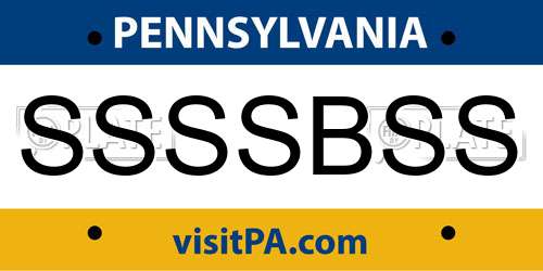 SSSSBSS Pennsylvania License Plate