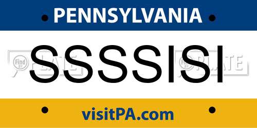 SSSSISI Pennsylvania License Plate