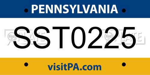 SST0225 Pennsylvania License Plate