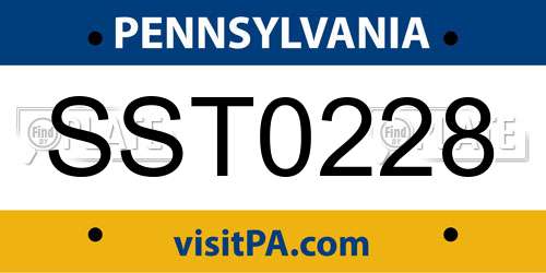 SST0228 Pennsylvania License Plate