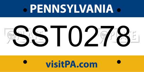 SST0278 Pennsylvania License Plate