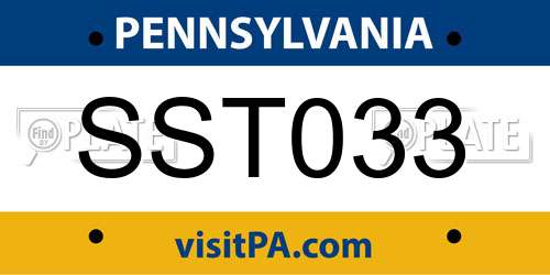 SST033 Pennsylvania License Plate