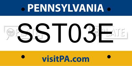 SST03E Pennsylvania License Plate
