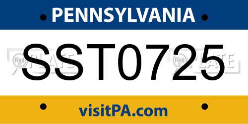 SST0725 Pennsylvania License Plate