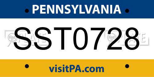 SST0728 Pennsylvania License Plate