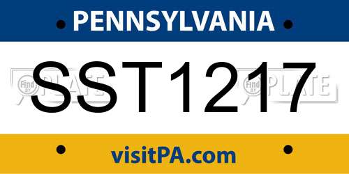 SST1217 Pennsylvania License Plate