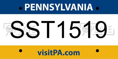 SST1519 Pennsylvania License Plate
