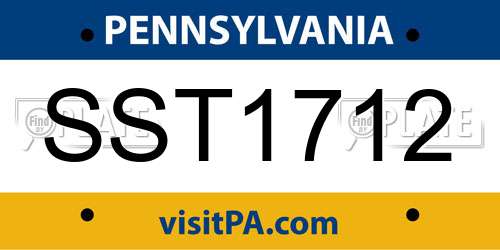 SST1712 Pennsylvania License Plate