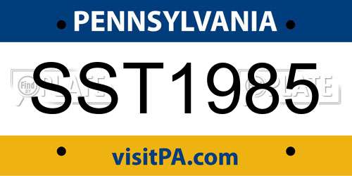 SST1985 Pennsylvania License Plate