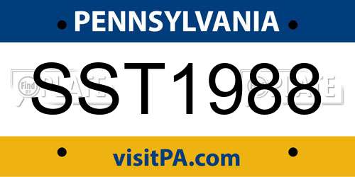 SST1988 Pennsylvania License Plate