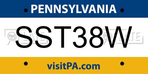 SST38W Pennsylvania License Plate