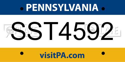 SST4592 Pennsylvania License Plate