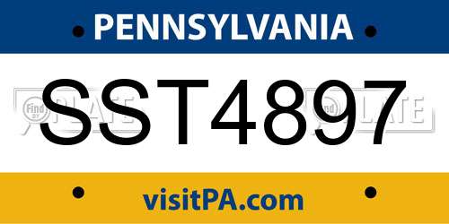 SST4897 Pennsylvania License Plate