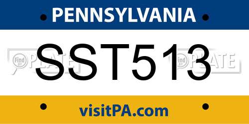 SST513 Pennsylvania License Plate
