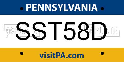 SST58D Pennsylvania License Plate